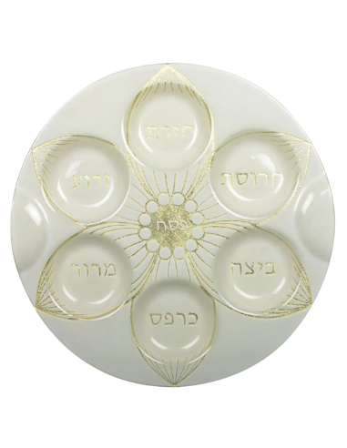 Plat seder feuille dorée