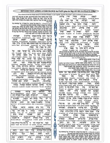 Birkat Hamazone et bénédictions diverses traduction mot à mot
