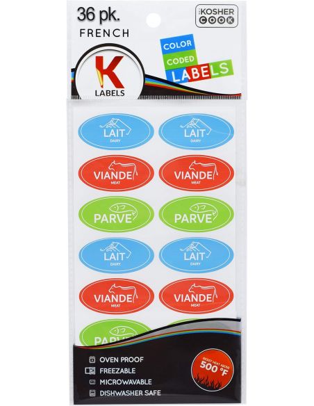 Étiquettes casher sur feuilles en françaisAssortiment