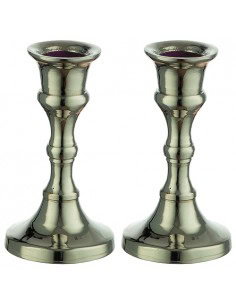 Une paire de bougeoirs en nickel 8 cm 2