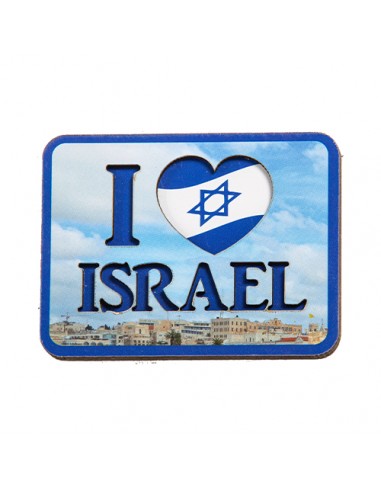 Magnet Aimant en bois 8 cm J'aime Israël